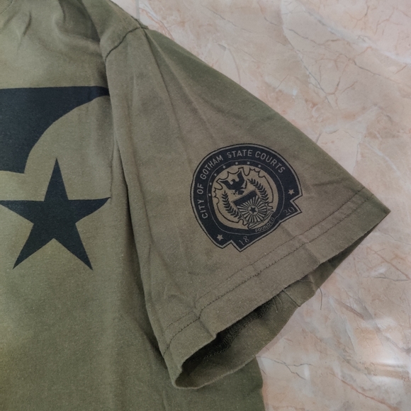 Olive Green Batman DC Logo USA Military Style Tee Shirt - Picture 6 of 7